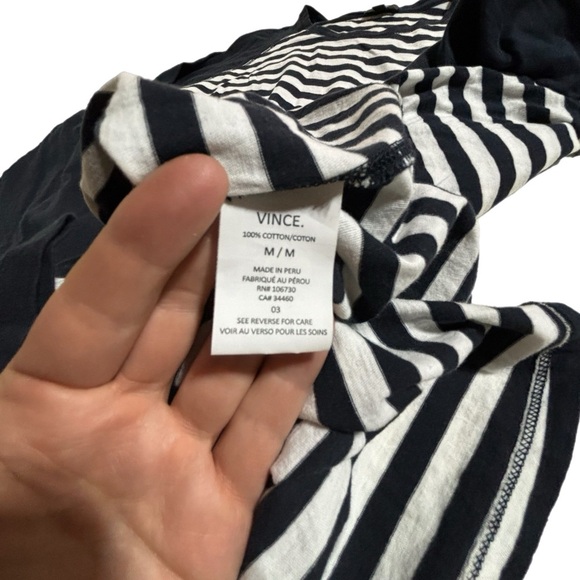 Vince Cotton Blue/white striped baseball raglan M - Picture 3 of 3